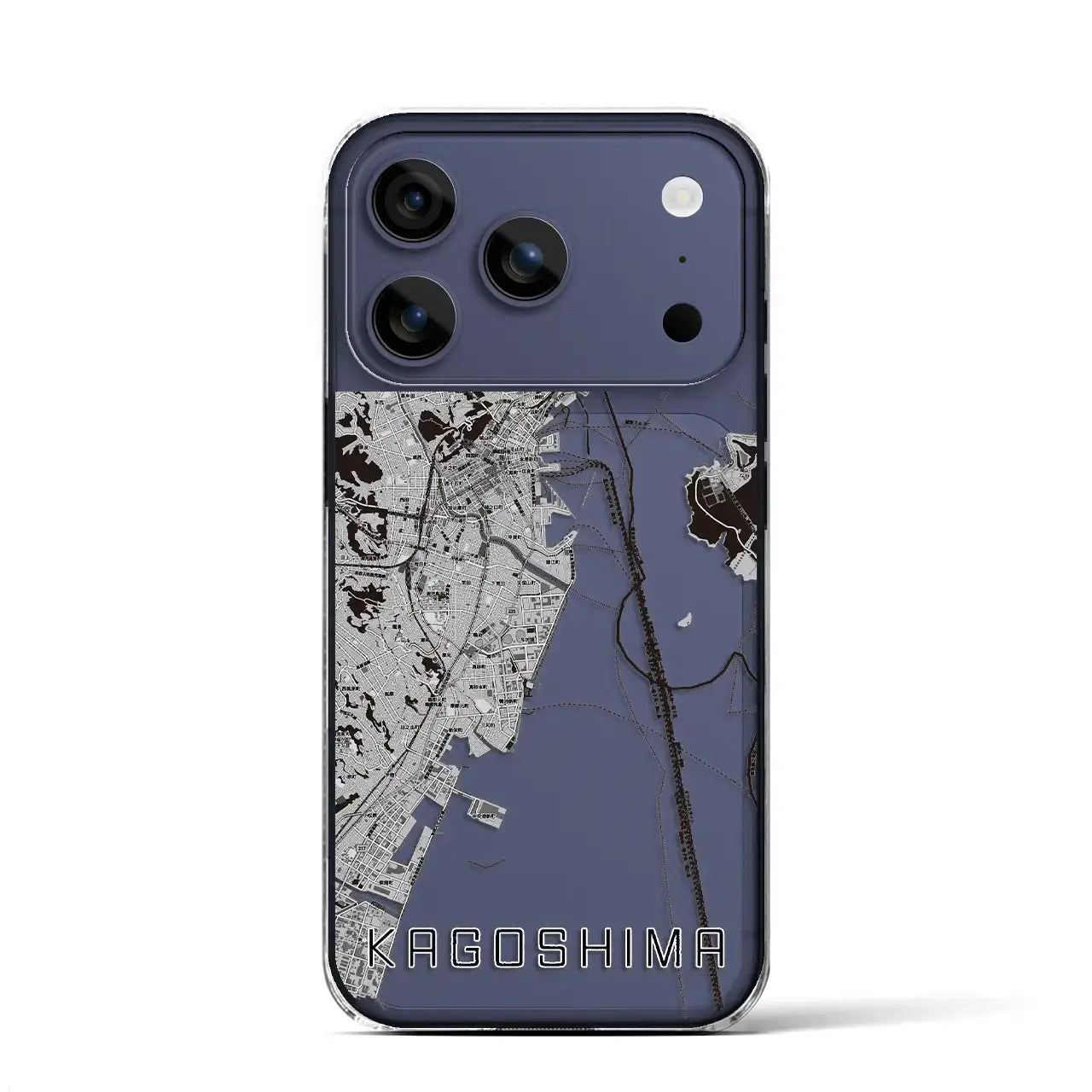 【鹿児島(鹿児島県)】地図柄iPhoneケース(クリアタイプ)モノトーン・iPhone 17 Pro Max 用