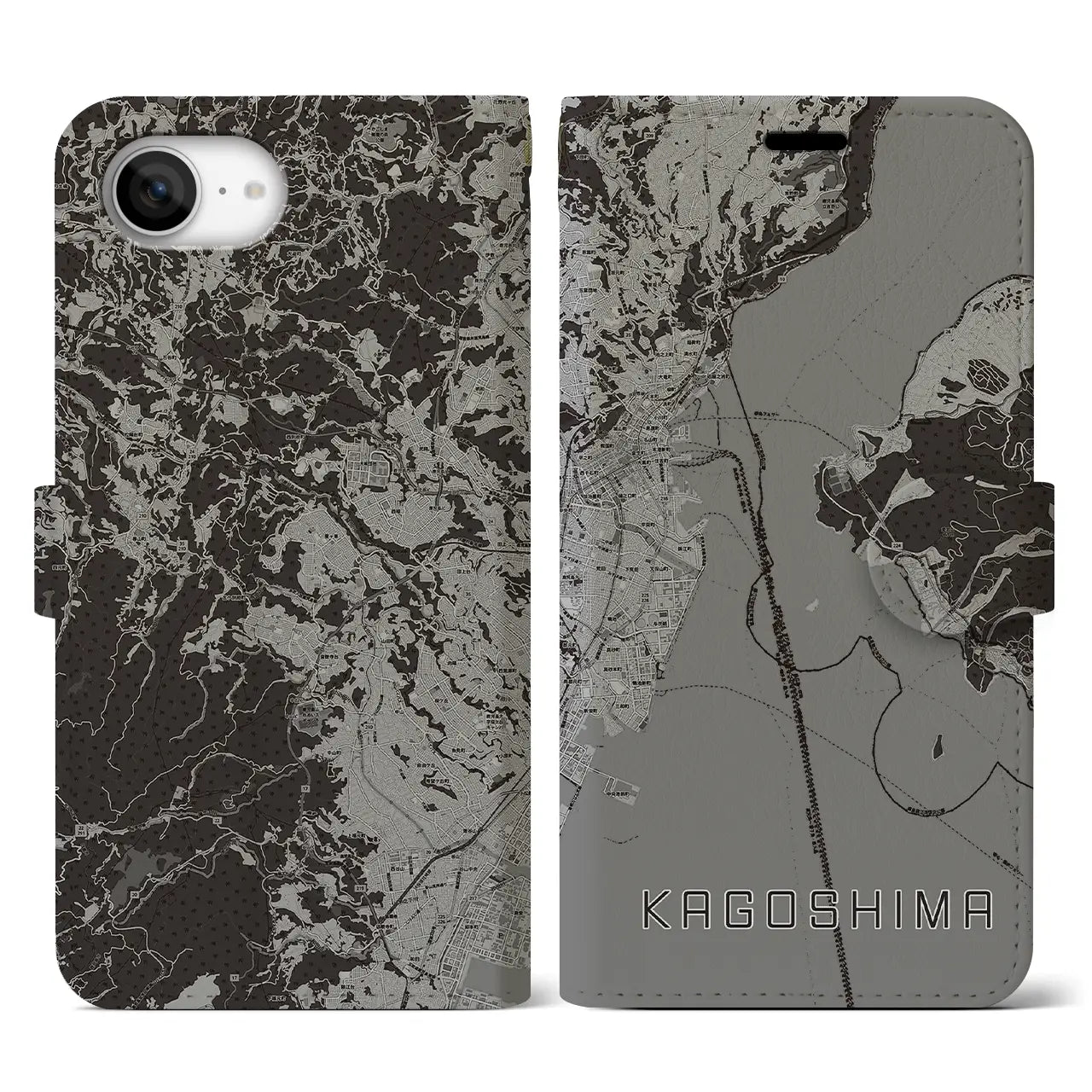 【鹿児島(鹿児島県)】地図柄iPhoneケース(手帳タイプ)