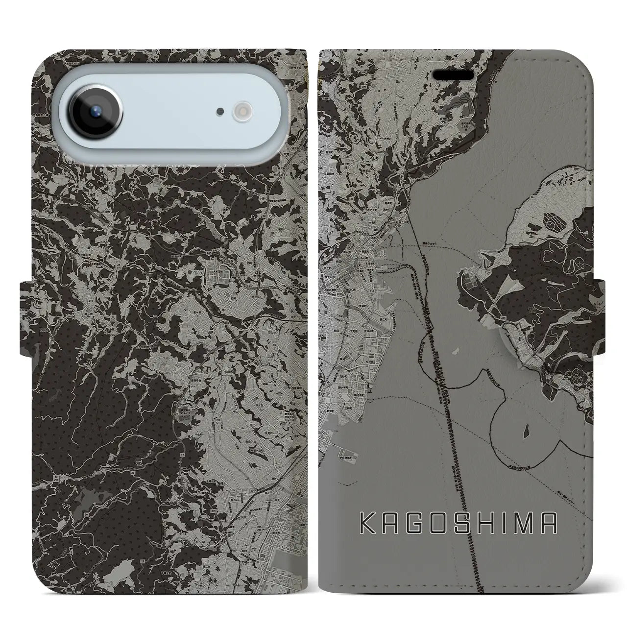 【鹿児島(鹿児島県)】地図柄iPhoneケース(手帳タイプ)