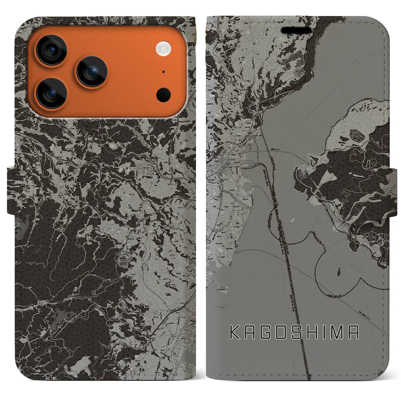 【鹿児島(鹿児島県)】地図柄iPhoneケース(手帳タイプ)