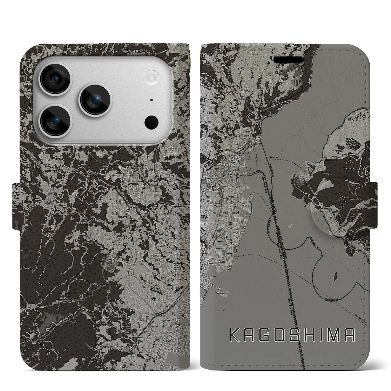 【鹿児島(鹿児島県)】地図柄iPhoneケース(手帳タイプ)