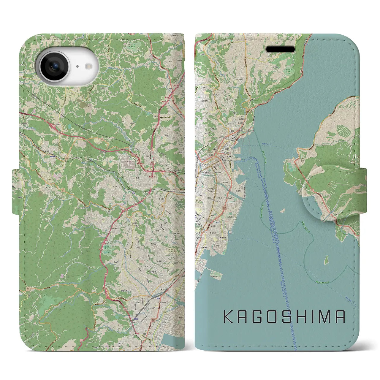 【鹿児島(鹿児島県)】地図柄iPhoneケース(手帳タイプ)