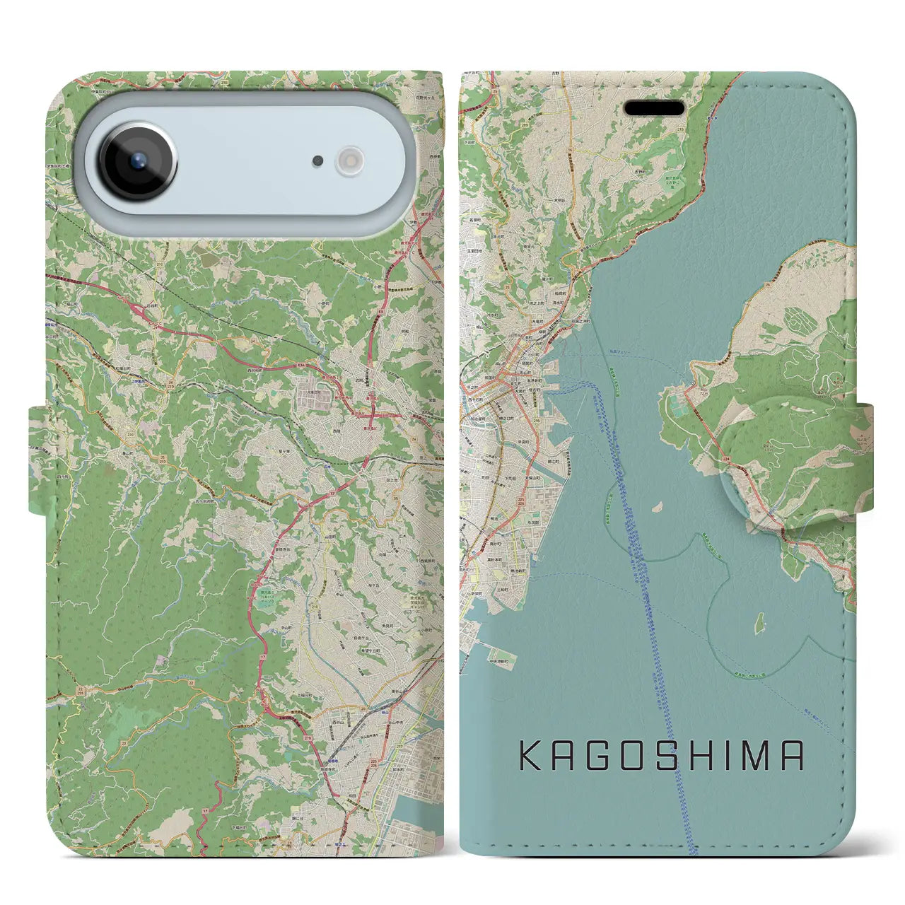 【鹿児島(鹿児島県)】地図柄iPhoneケース(手帳タイプ)