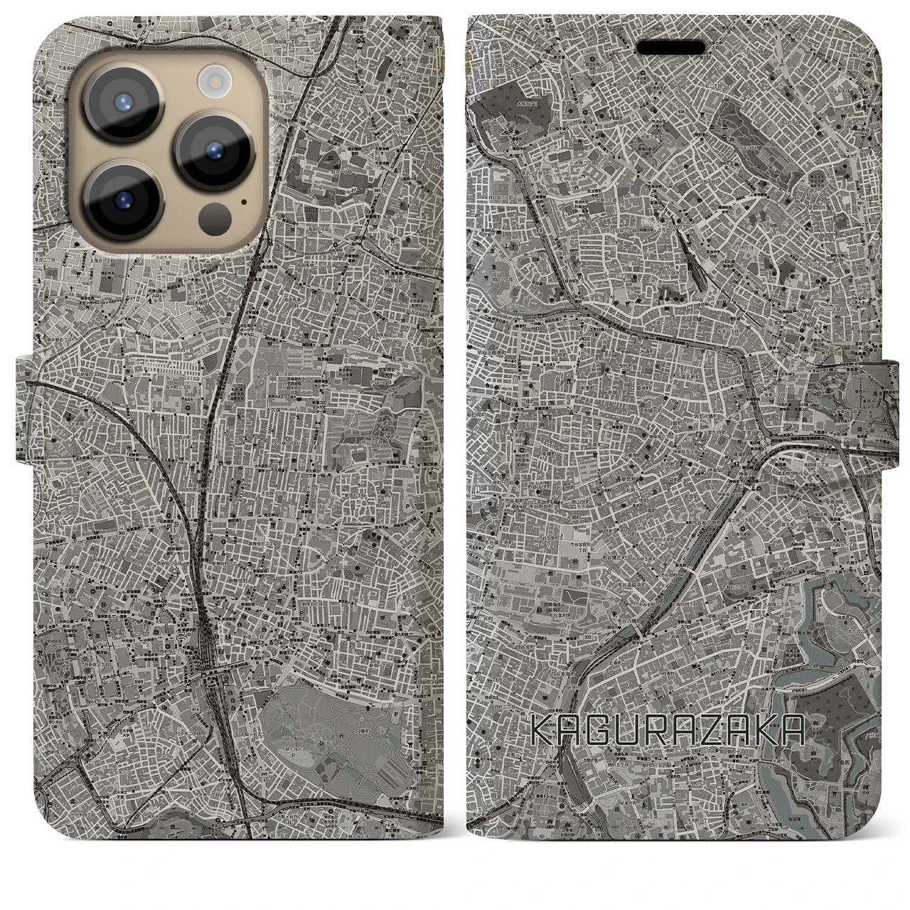 【神楽坂(東京都)】地図柄iPhoneケース(手帳タイプ)
