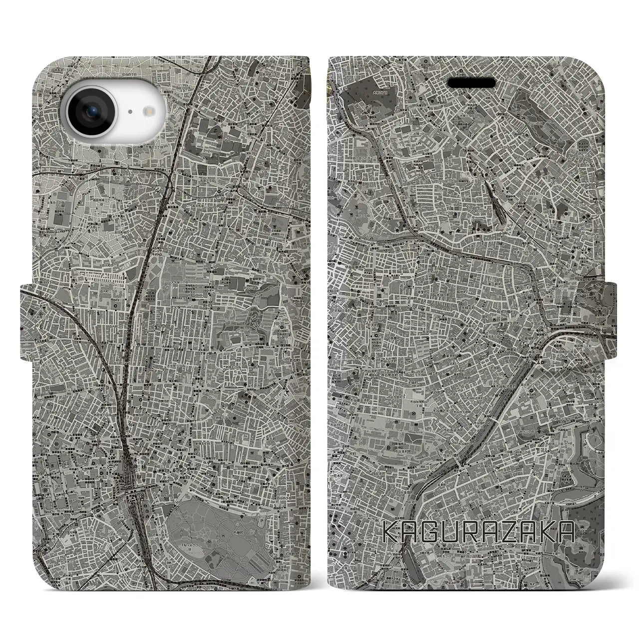 【神楽坂(東京都)】地図柄iPhoneケース(手帳タイプ)