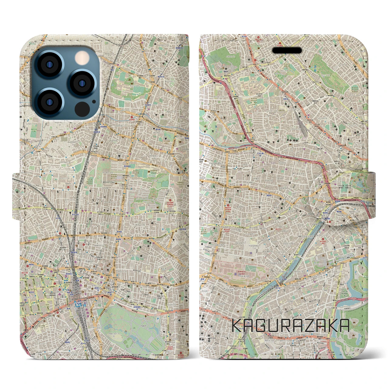 【神楽坂(東京都)】地図柄iPhoneケース(手帳タイプ)