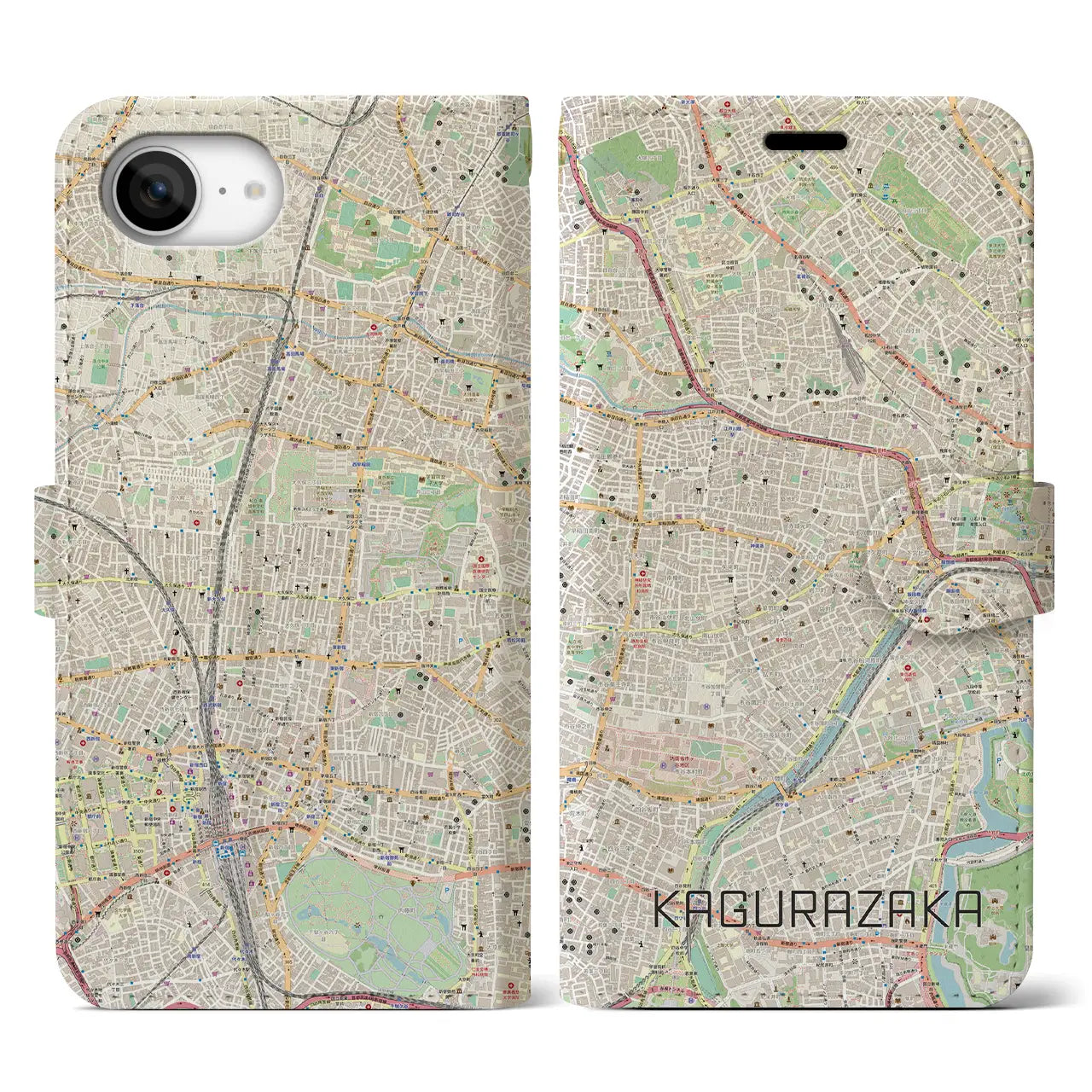 【神楽坂(東京都)】地図柄iPhoneケース(手帳タイプ)