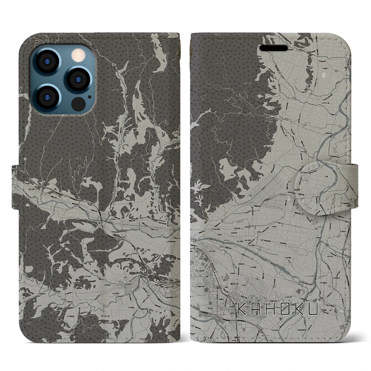 【河北(山形県)】地図柄iPhoneケース(手帳タイプ)