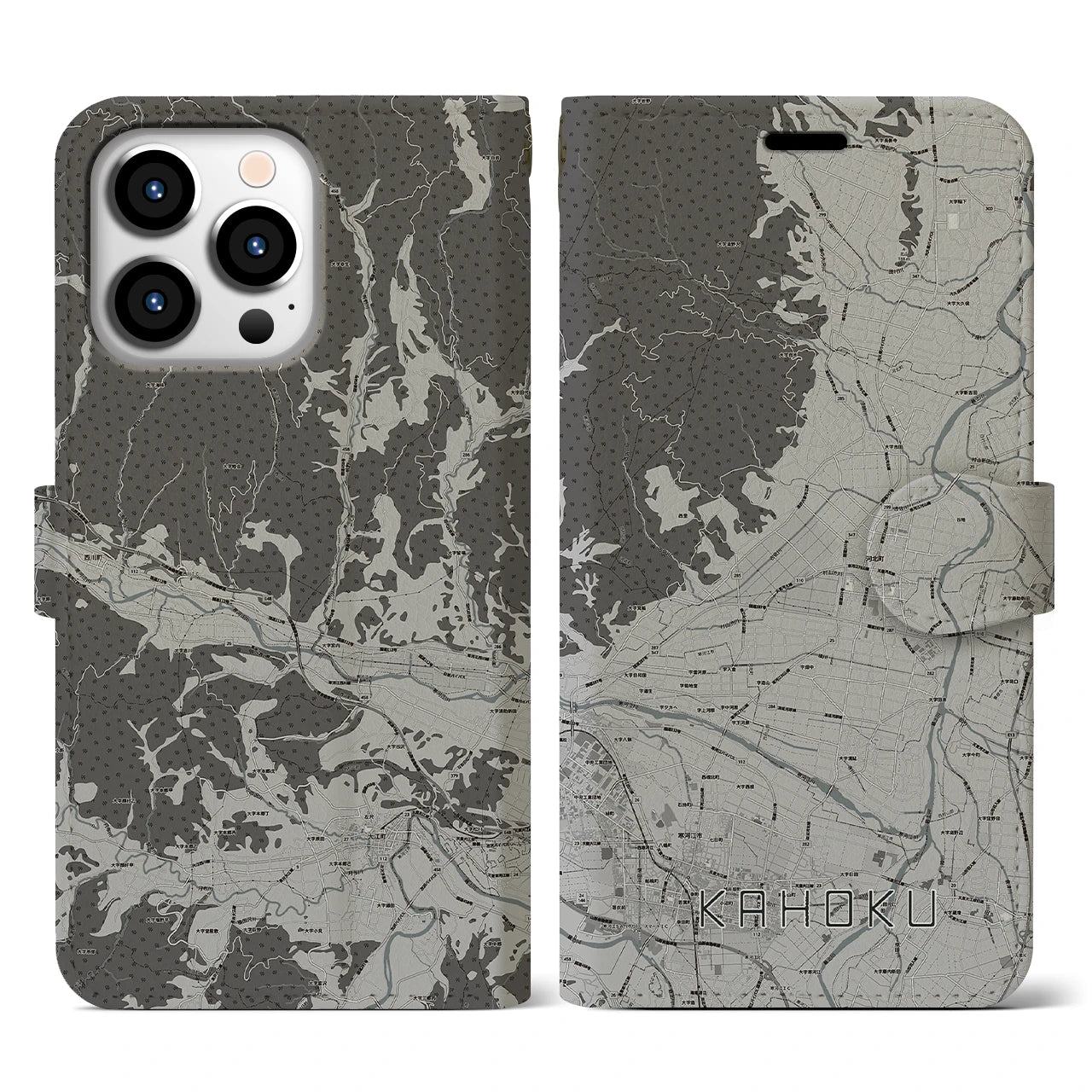 【河北(山形県)】地図柄iPhoneケース(手帳タイプ)