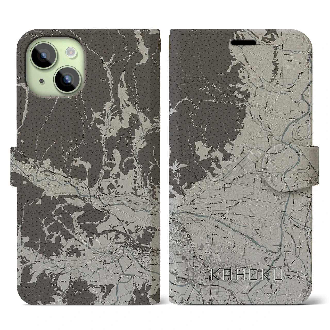 【河北(山形県)】地図柄iPhoneケース(手帳タイプ)