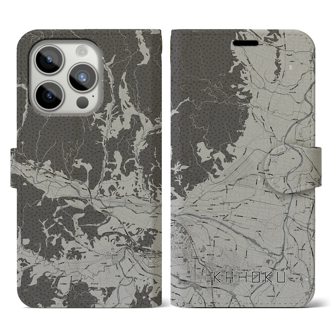 【河北(山形県)】地図柄iPhoneケース(手帳タイプ)