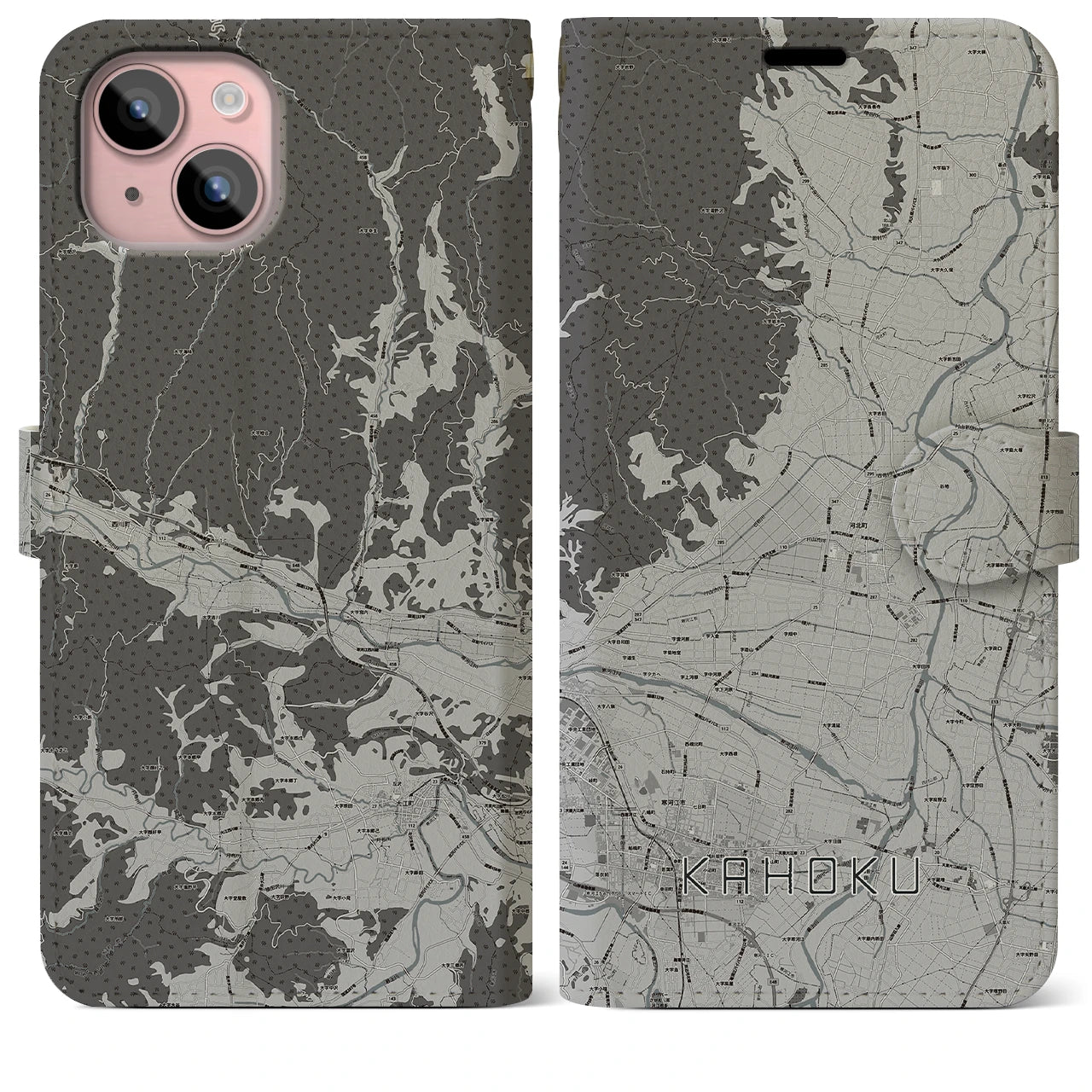 【河北(山形県)】地図柄iPhoneケース(手帳タイプ)