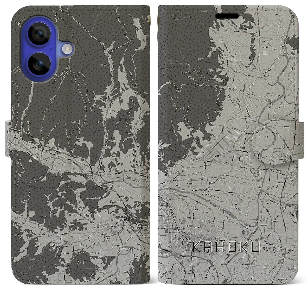 【河北(山形県)】地図柄iPhoneケース(手帳タイプ)