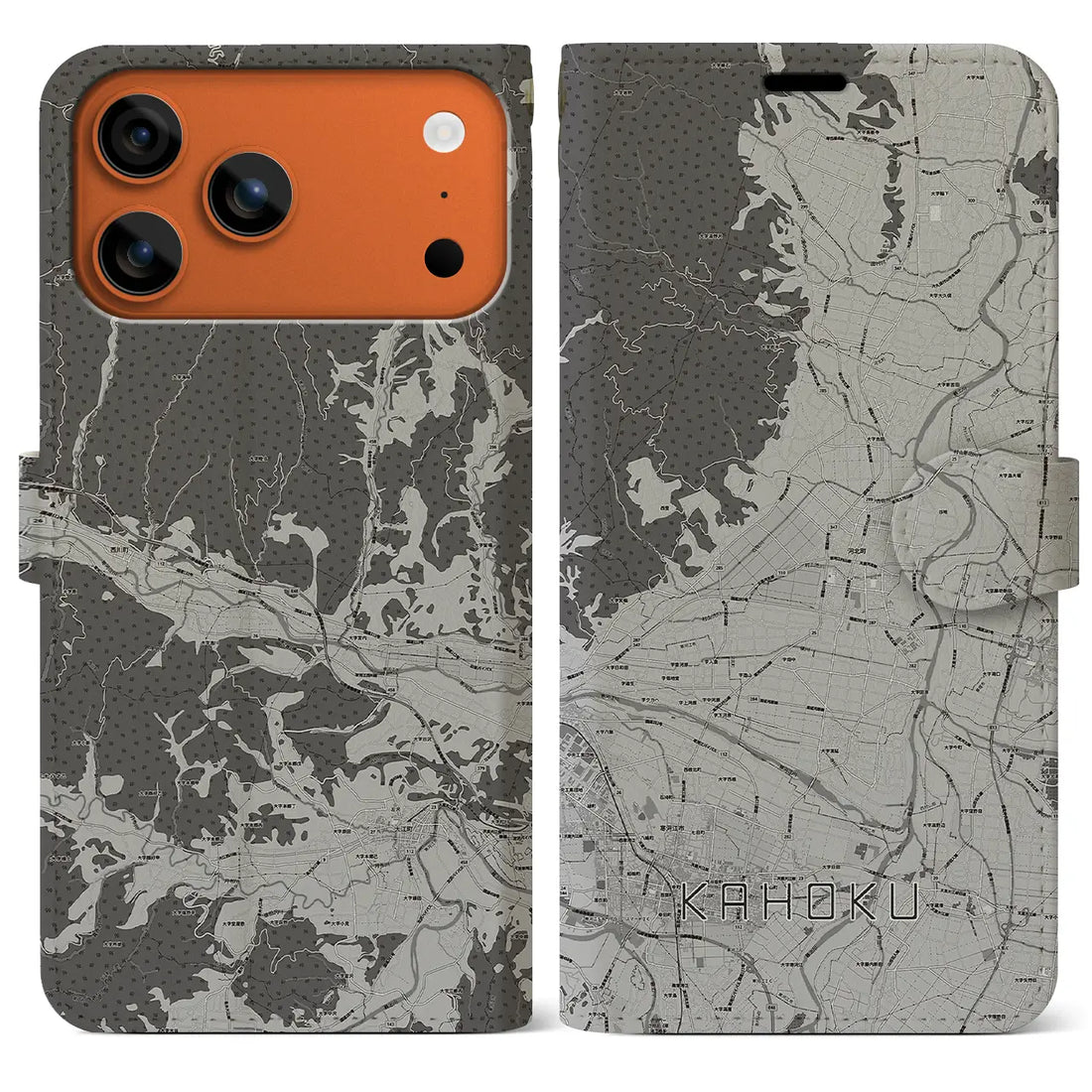 【河北(山形県)】地図柄iPhoneケース(手帳タイプ)