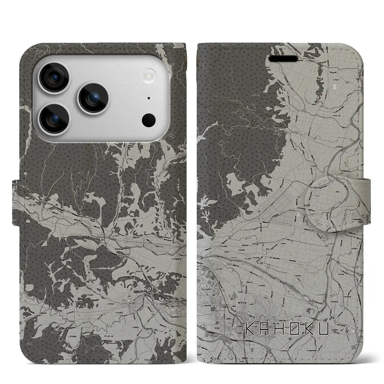 【河北(山形県)】地図柄iPhoneケース(手帳タイプ)