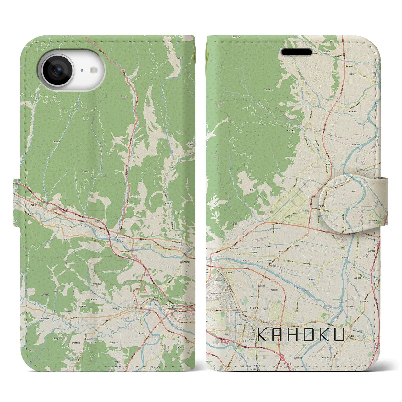 【河北(山形県)】地図柄iPhoneケース(手帳タイプ)