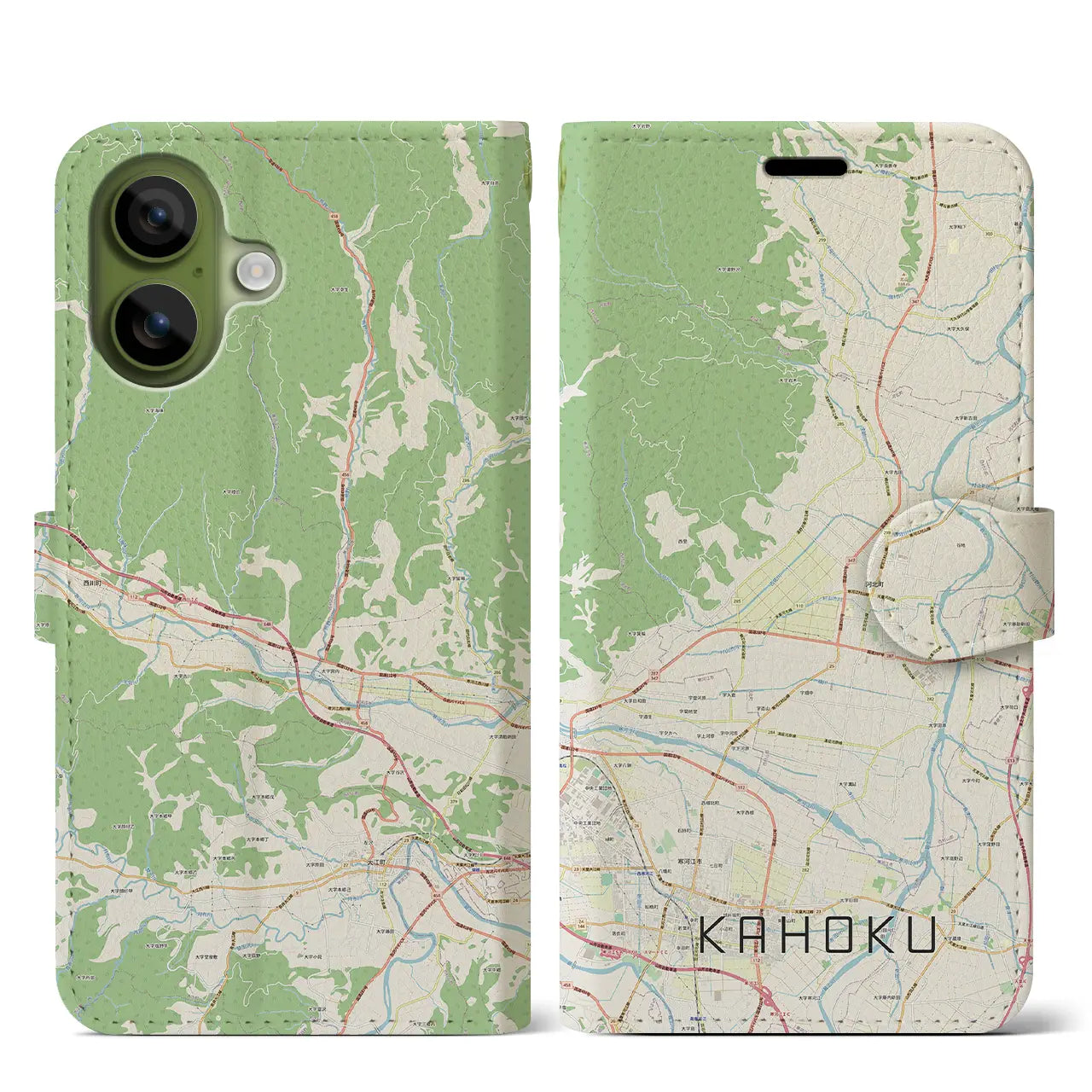 【河北(山形県)】地図柄iPhoneケース(手帳タイプ)