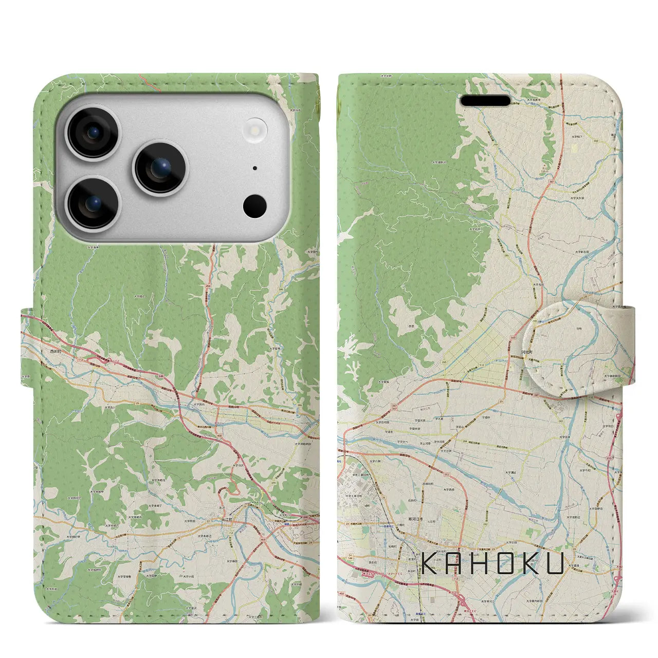 【河北(山形県)】地図柄iPhoneケース(手帳タイプ)