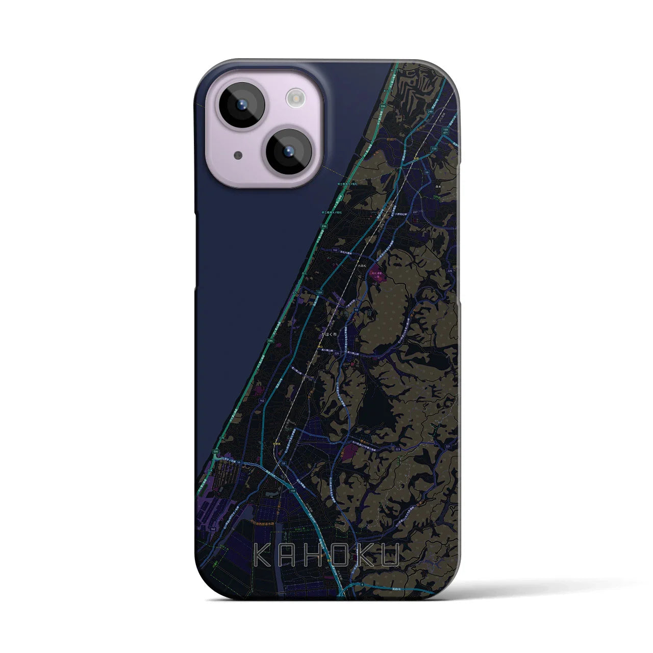 【かほく(石川県)】地図柄iPhoneケース(バックカバータイプ)