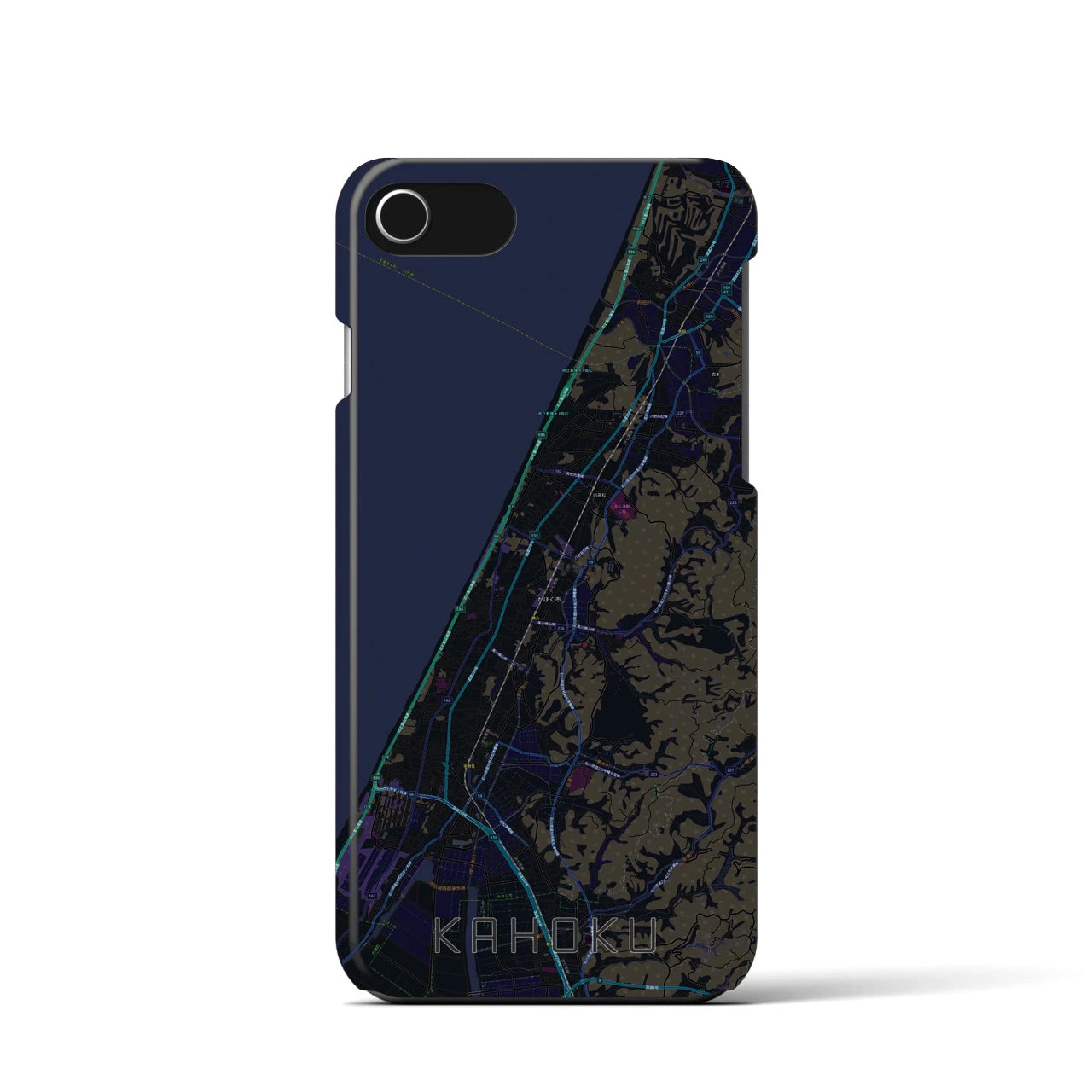 【かほく(石川県)】地図柄iPhoneケース(バックカバータイプ)