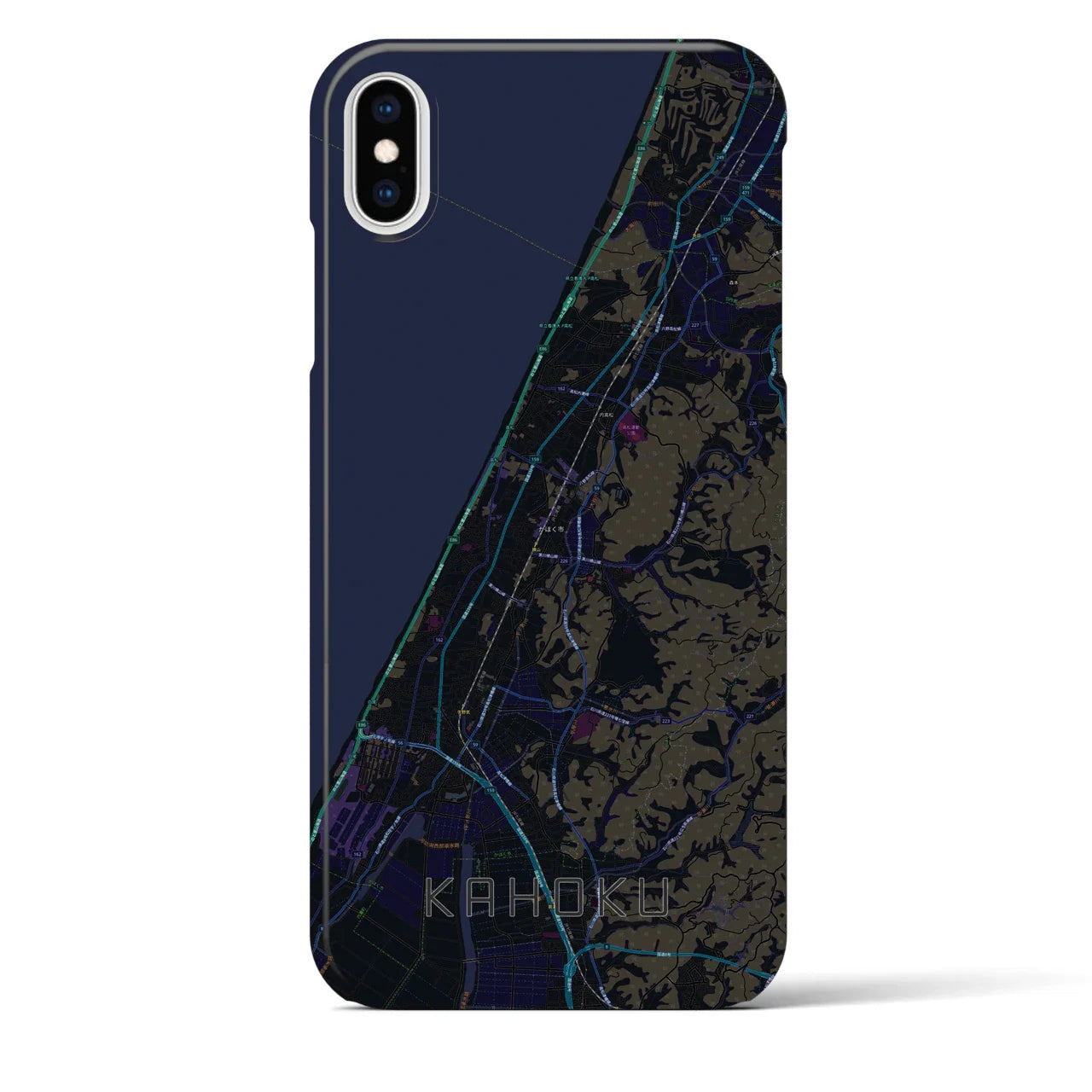 【かほく(石川県)】地図柄iPhoneケース(バックカバータイプ)