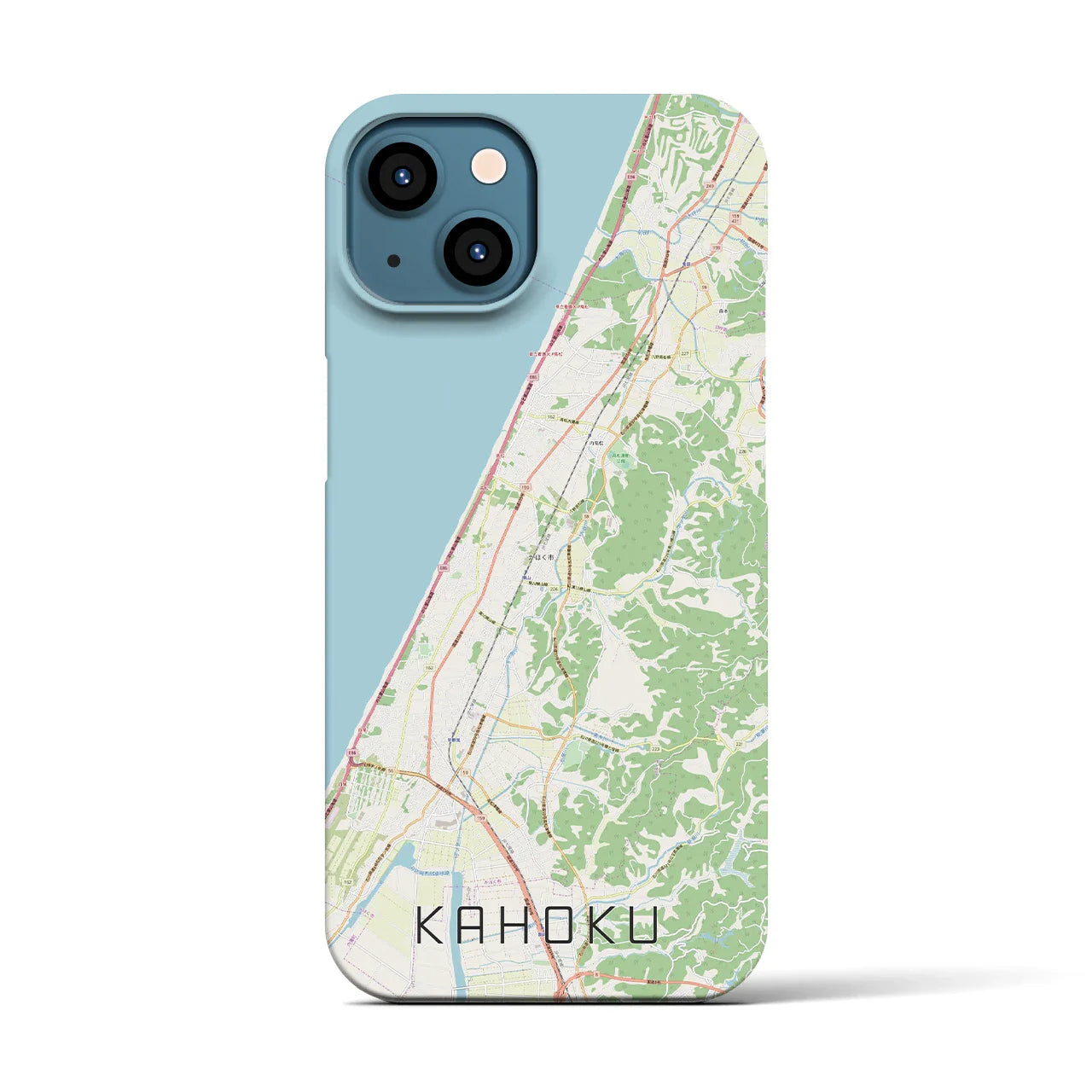 【かほく(石川県)】地図柄iPhoneケース(バックカバータイプ)