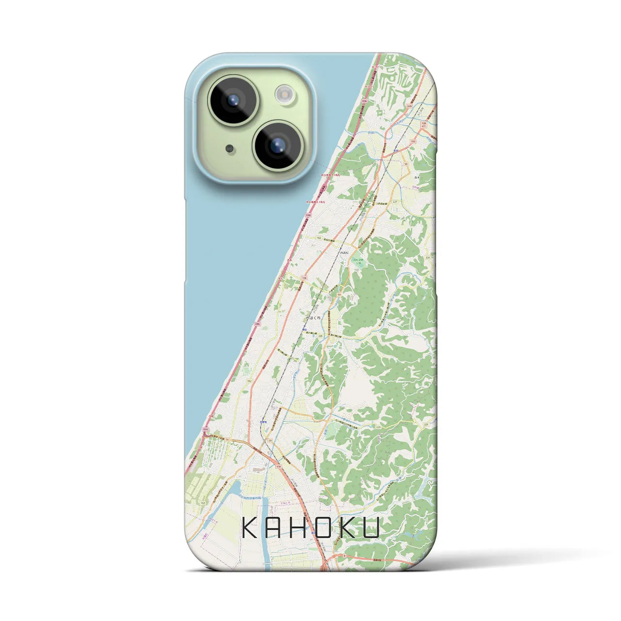 【かほく(石川県)】地図柄iPhoneケース(バックカバータイプ)