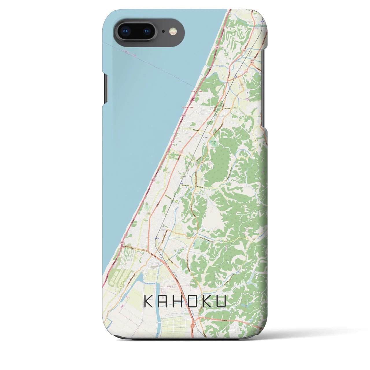 【かほく(石川県)】地図柄iPhoneケース(バックカバータイプ)