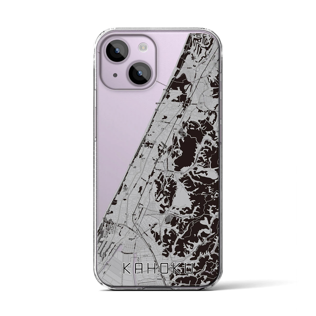 【かほく(石川県)】地図柄iPhoneケース(クリアタイプ)