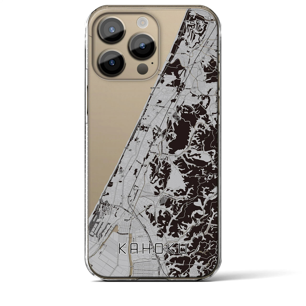 【かほく(石川県)】地図柄iPhoneケース(クリアタイプ)