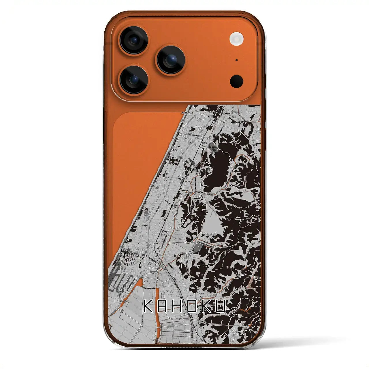 【かほく(石川県)】地図柄iPhoneケース(クリアタイプ)モノトーン・iPhone 17 Pro Max 用