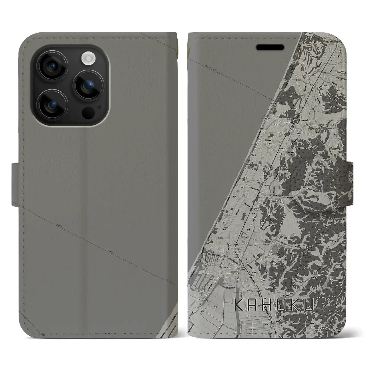 【かほく(石川県)】地図柄iPhoneケース(手帳タイプ)