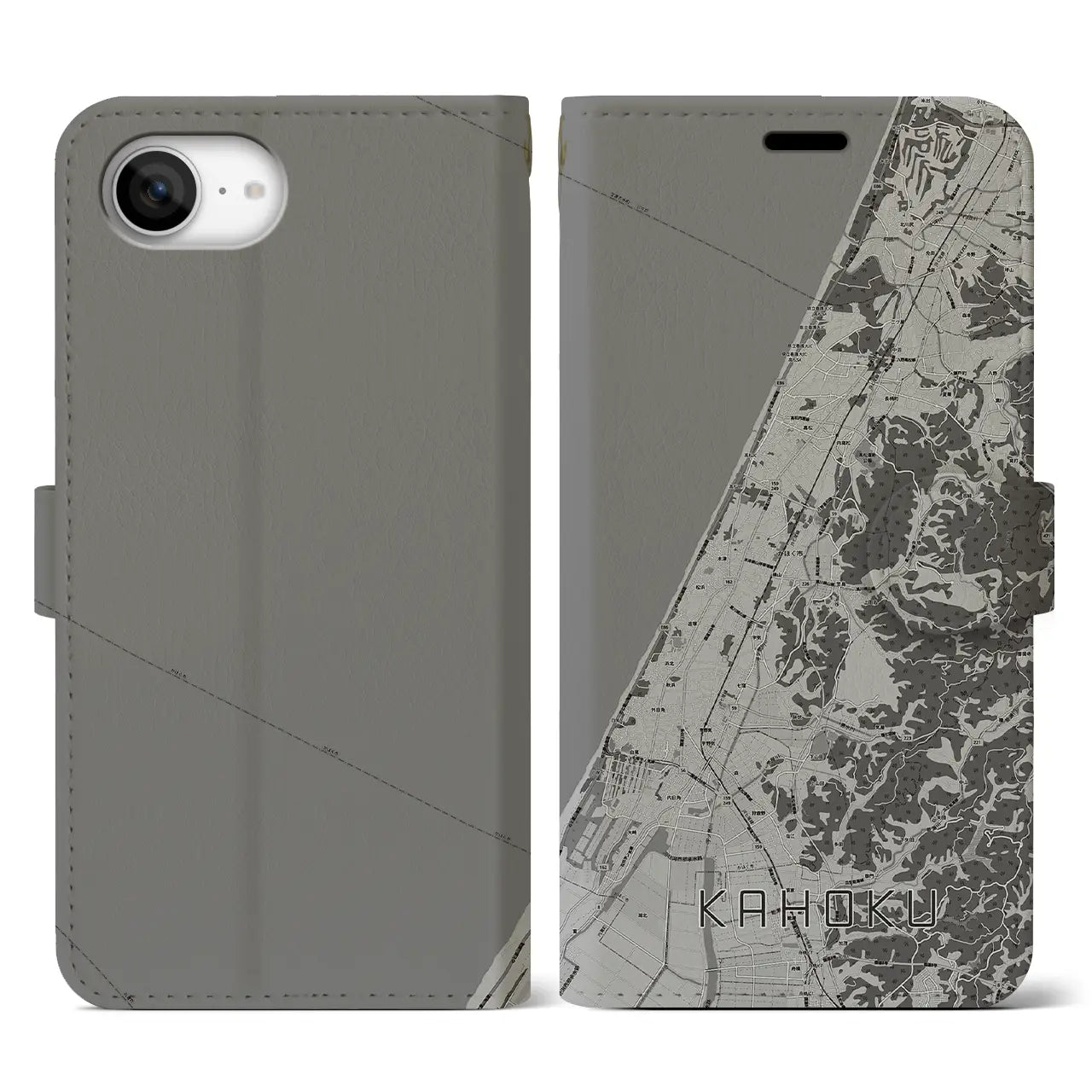 【かほく(石川県)】地図柄iPhoneケース(手帳タイプ)