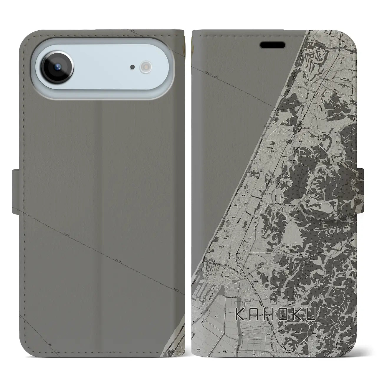 【かほく(石川県)】地図柄iPhoneケース(手帳タイプ)