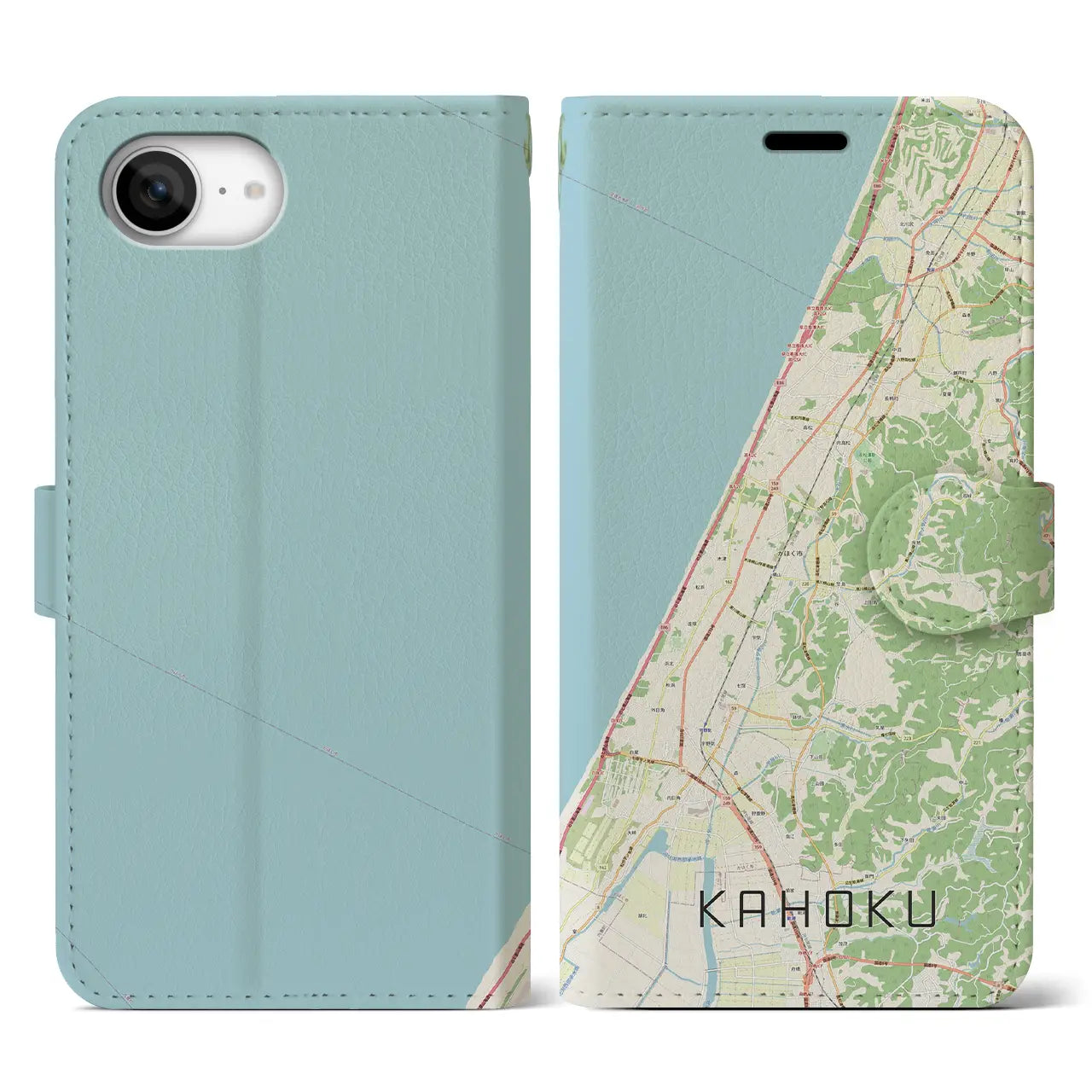 【かほく(石川県)】地図柄iPhoneケース(手帳タイプ)