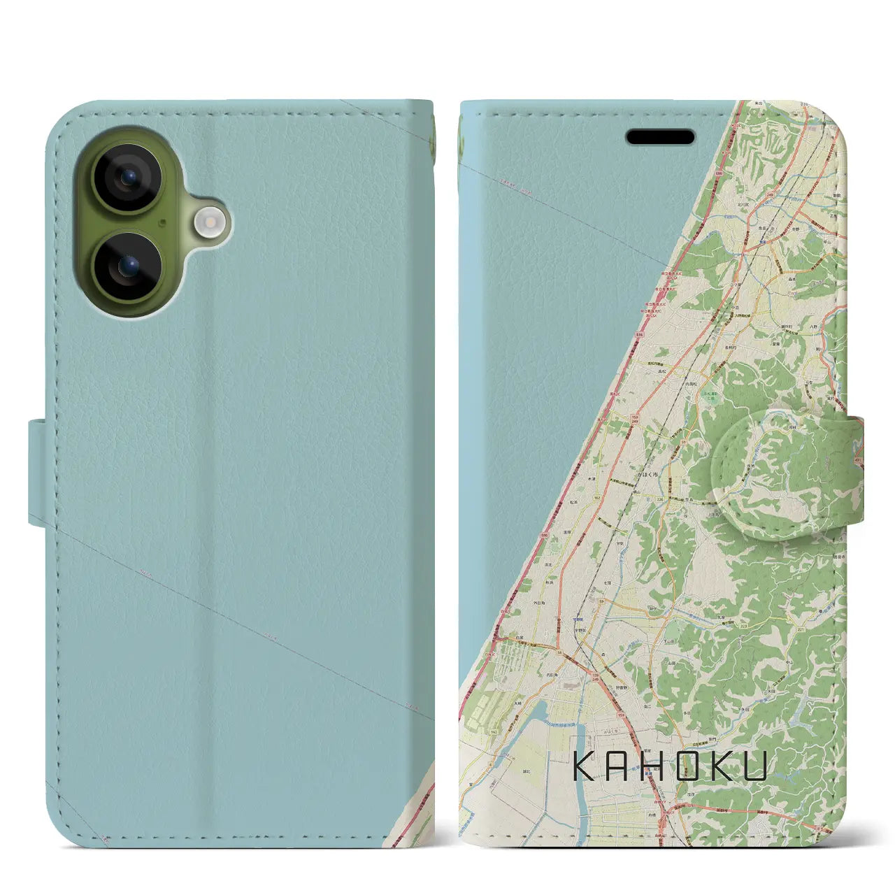 【かほく(石川県)】地図柄iPhoneケース(手帳タイプ)