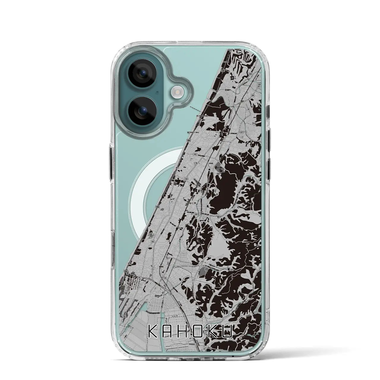 【かほく(石川県)】地図柄iPhoneケース(MagSafeタイプ)モノトーン・iPhone 16 Pro 用