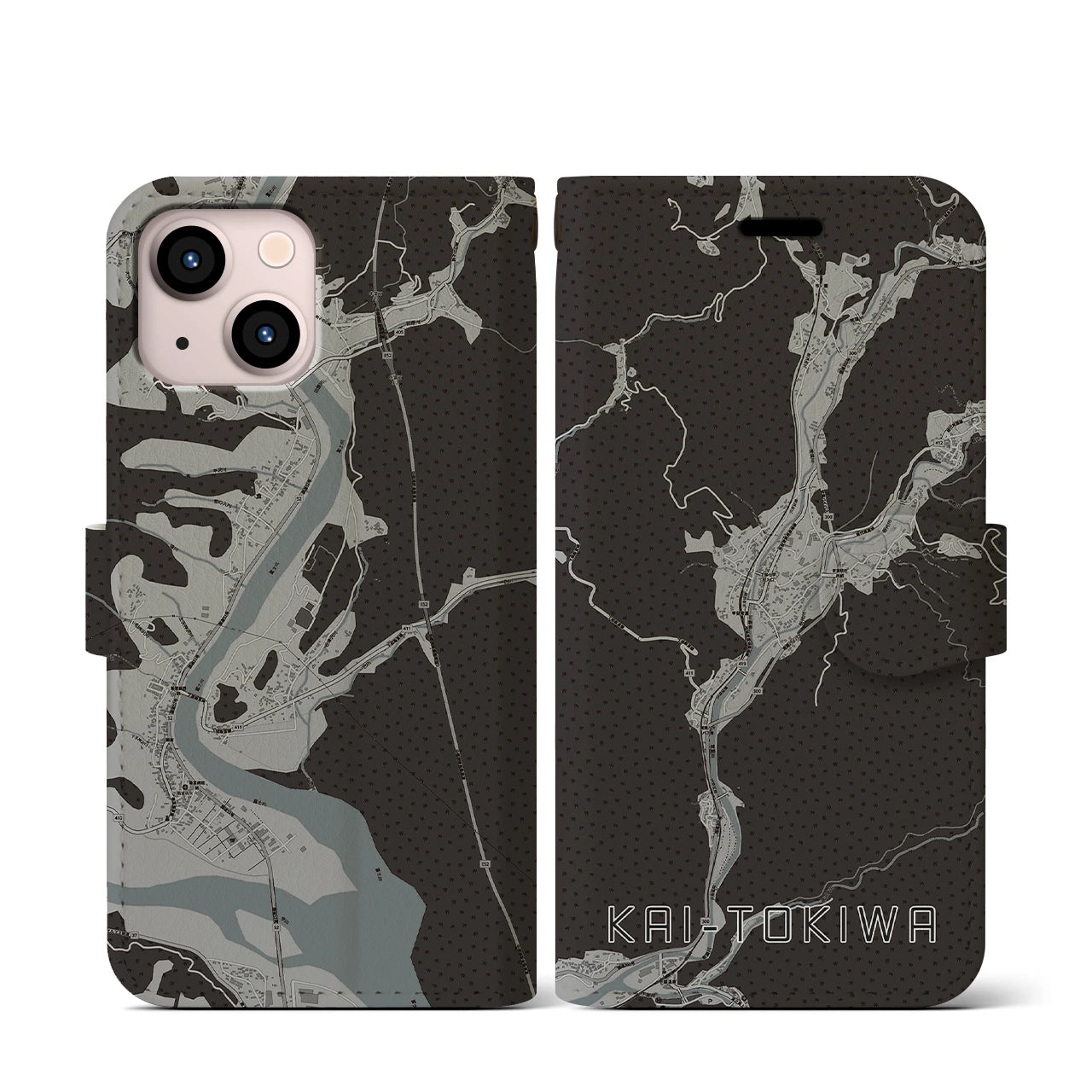 【甲斐常葉(山梨県)】地図柄iPhoneケース(手帳タイプ)