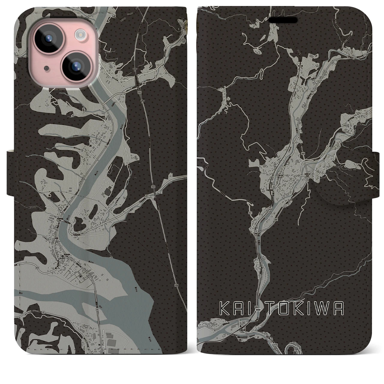 【甲斐常葉(山梨県)】地図柄iPhoneケース(手帳タイプ)