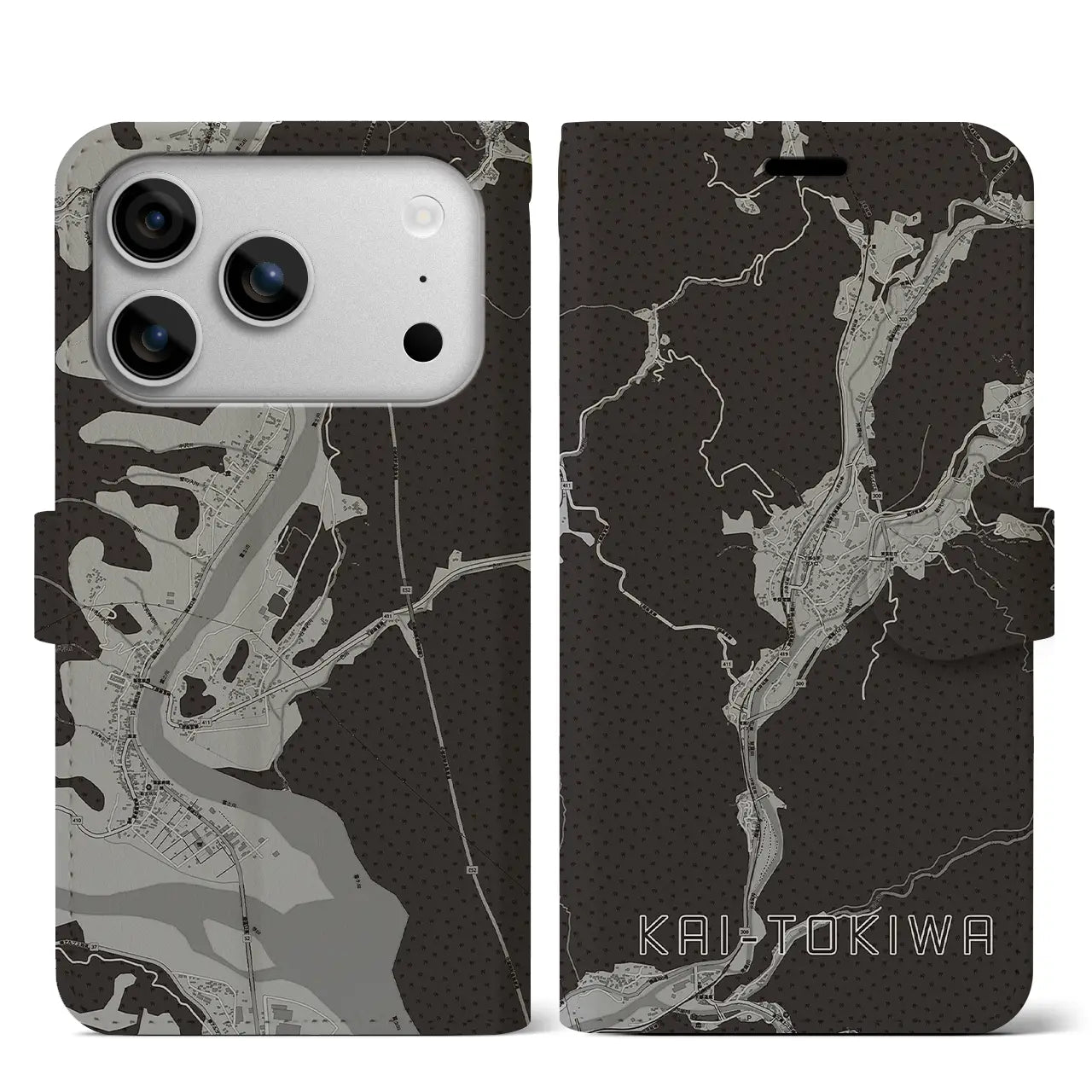 【甲斐常葉(山梨県)】地図柄iPhoneケース(手帳タイプ)