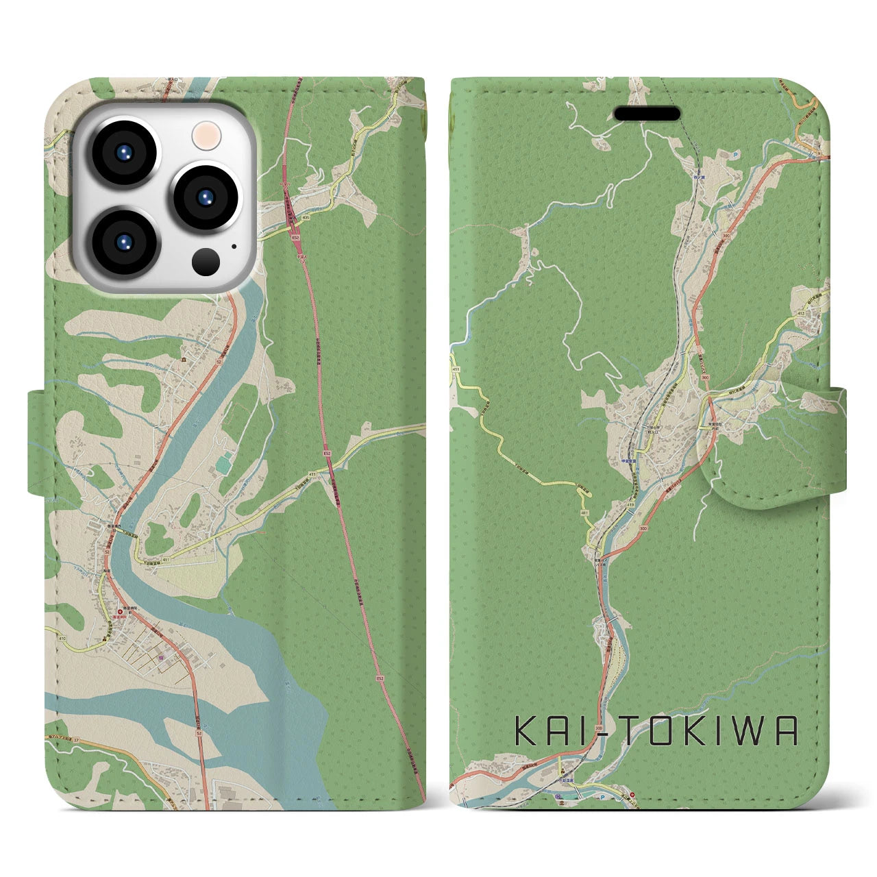 【甲斐常葉(山梨県)】地図柄iPhoneケース(手帳タイプ)