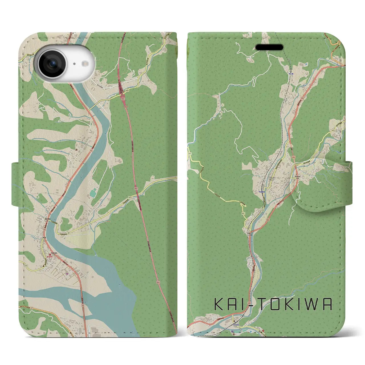 【甲斐常葉(山梨県)】地図柄iPhoneケース(手帳タイプ)