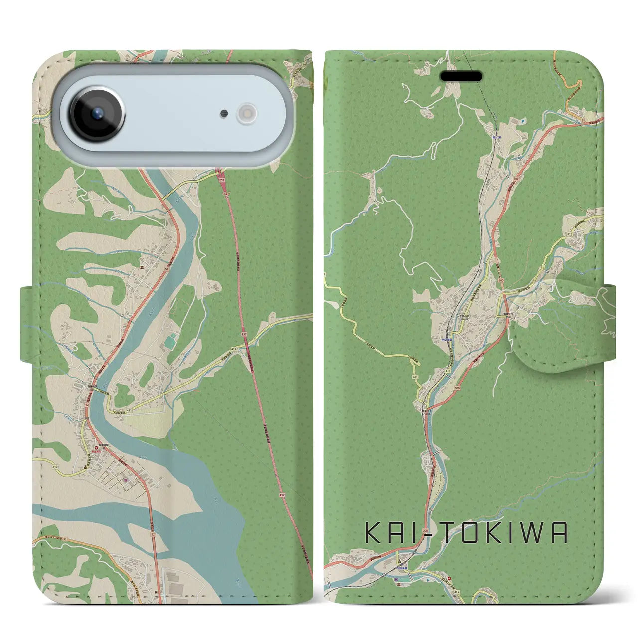 【甲斐常葉(山梨県)】地図柄iPhoneケース(手帳タイプ)