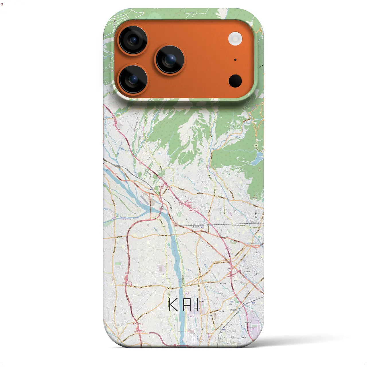 【甲斐(山梨県)】地図柄iPhoneケース(バックカバータイプ)ナチュラル・iPhone 17 Pro Max 用