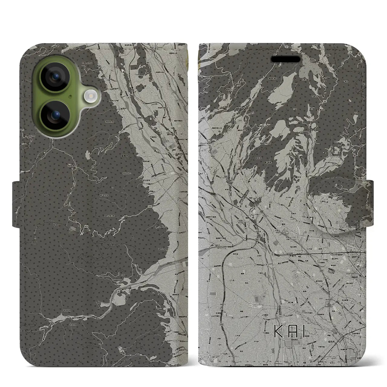 【甲斐(山梨県)】地図柄iPhoneケース(手帳タイプ)