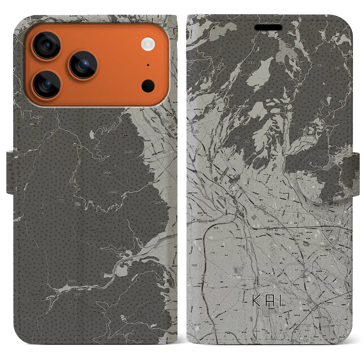 【甲斐(山梨県)】地図柄iPhoneケース(手帳タイプ)