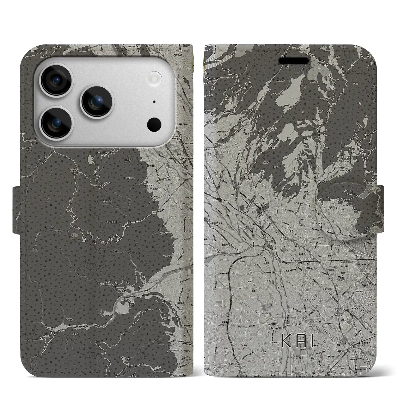 【甲斐(山梨県)】地図柄iPhoneケース(手帳タイプ)