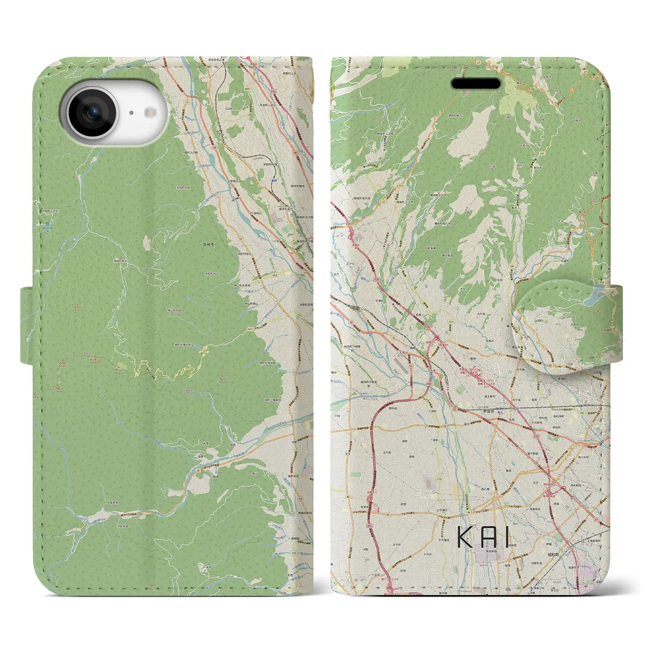 【甲斐(山梨県)】地図柄iPhoneケース(手帳タイプ)