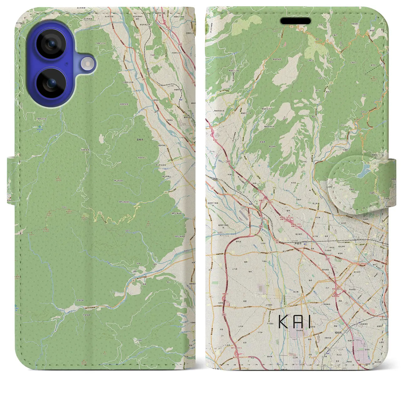 【甲斐(山梨県)】地図柄iPhoneケース(手帳タイプ)