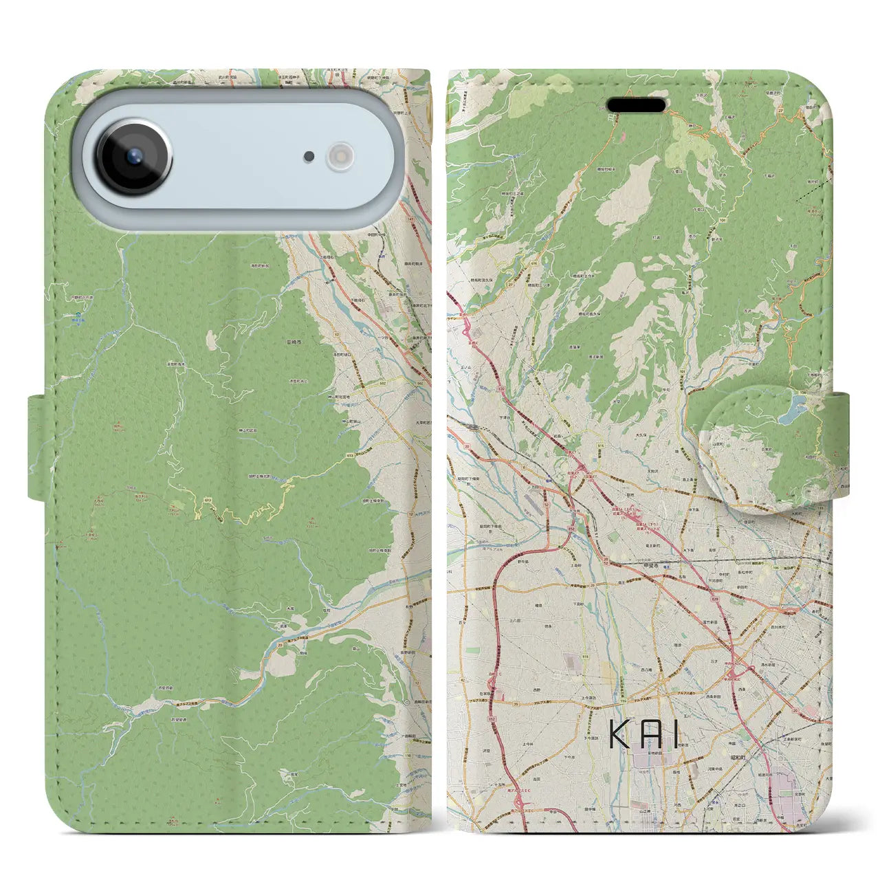 【甲斐(山梨県)】地図柄iPhoneケース(手帳タイプ)